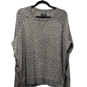 Lucky Brand sz XL gray animal print long sleeve soft sweater fabric tag missing
